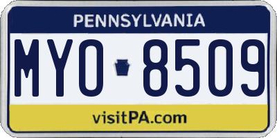 PA license plate MYO8509