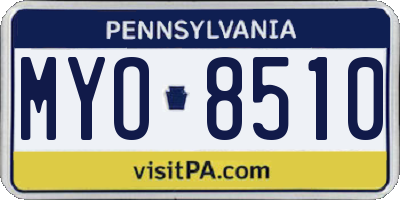PA license plate MYO8510