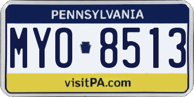 PA license plate MYO8513