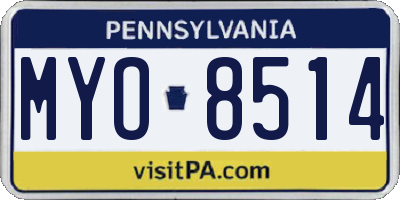 PA license plate MYO8514