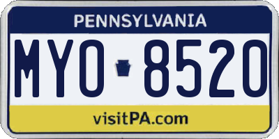 PA license plate MYO8520
