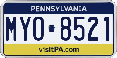 PA license plate MYO8521
