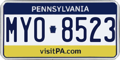 PA license plate MYO8523
