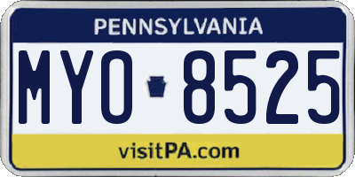 PA license plate MYO8525