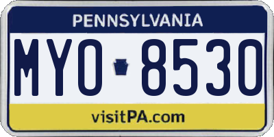 PA license plate MYO8530
