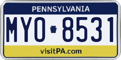 PA license plate MYO8531