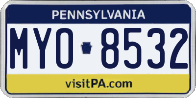 PA license plate MYO8532
