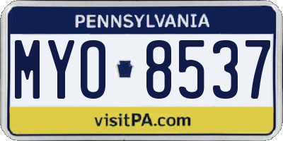 PA license plate MYO8537