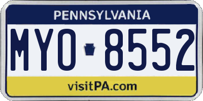 PA license plate MYO8552