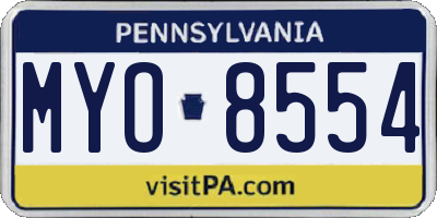 PA license plate MYO8554