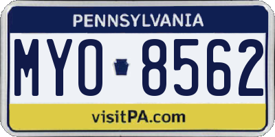 PA license plate MYO8562