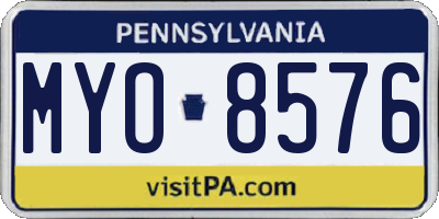 PA license plate MYO8576