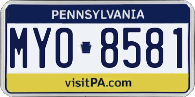 PA license plate MYO8581