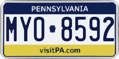 PA license plate MYO8592