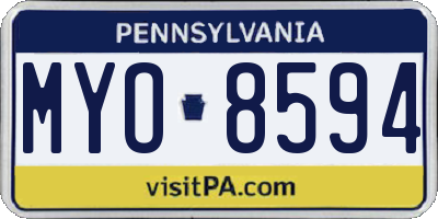 PA license plate MYO8594