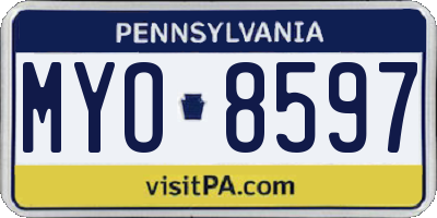 PA license plate MYO8597