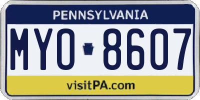 PA license plate MYO8607