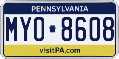 PA license plate MYO8608