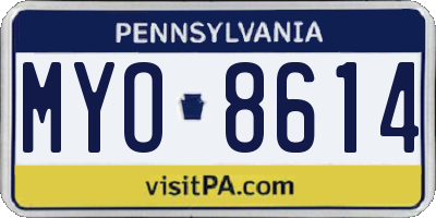 PA license plate MYO8614