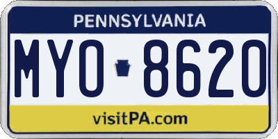 PA license plate MYO8620