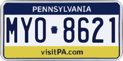 PA license plate MYO8621
