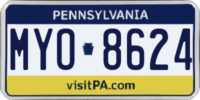 PA license plate MYO8624