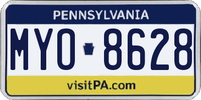 PA license plate MYO8628
