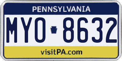 PA license plate MYO8632