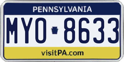 PA license plate MYO8633