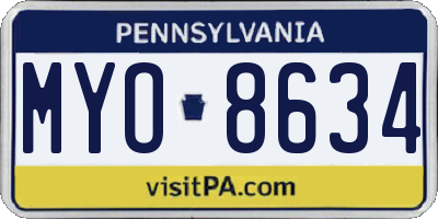 PA license plate MYO8634