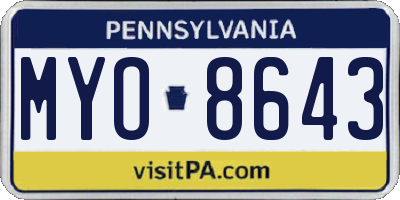 PA license plate MYO8643