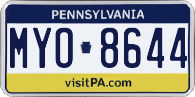 PA license plate MYO8644