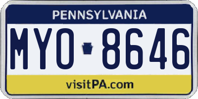 PA license plate MYO8646