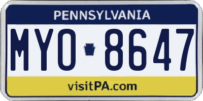 PA license plate MYO8647
