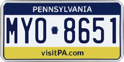 PA license plate MYO8651