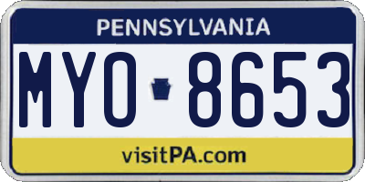 PA license plate MYO8653