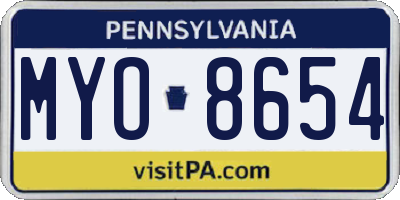 PA license plate MYO8654