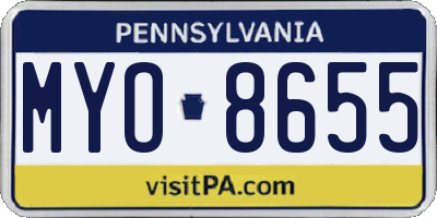 PA license plate MYO8655
