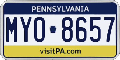 PA license plate MYO8657