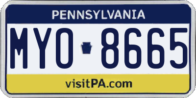 PA license plate MYO8665