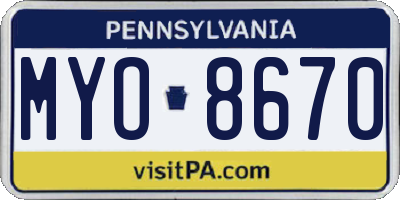 PA license plate MYO8670