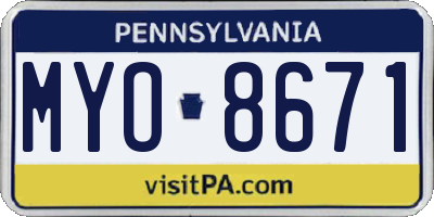 PA license plate MYO8671