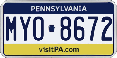 PA license plate MYO8672
