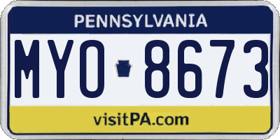 PA license plate MYO8673