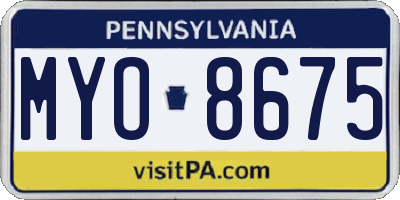 PA license plate MYO8675