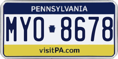 PA license plate MYO8678