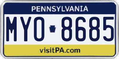 PA license plate MYO8685