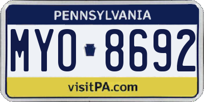PA license plate MYO8692