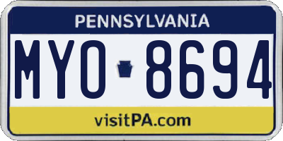 PA license plate MYO8694
