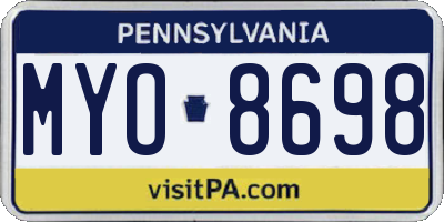 PA license plate MYO8698